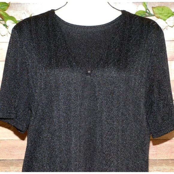 Notations Ladies Black Layered Cardigan Sweater Size L Short Sleeve Faux Cami - Picture 2 of 12